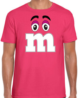 Bellatio Decorations Verkleed t-shirt M voor heren - roze - carnaval/themafeest kostuum M