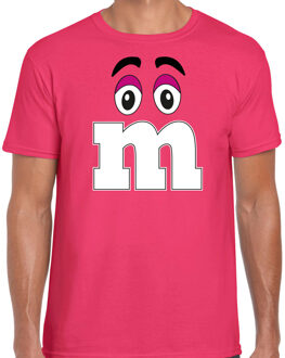 Bellatio Decorations Verkleed t-shirt M voor heren - roze - carnaval/themafeest kostuum