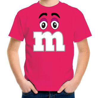 Bellatio Decorations verkleed t-shirt M voor kinderen - roze - jongen? - carnaval/themafeest kostuum L (140-152)