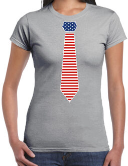 Bellatio Decorations verkleed t-shirt voor dames - Amerikaanse stopdas - grijs - themafeest 2XL