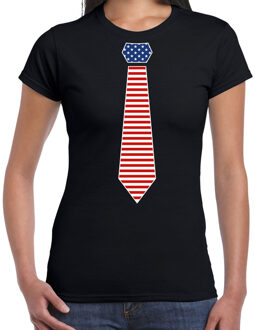 Bellatio Decorations verkleed t-shirt voor dames - Amerikaanse stopdas - zwart - themafeest 2XL