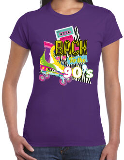 Bellatio Decorations Verkleed T-shirt voor dames - back to the 90s - paars - jaren 90 - foute party - carnaval