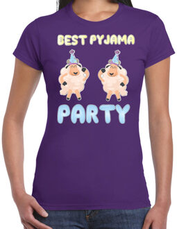 Bellatio Decorations Verkleed T-shirt voor dames - best pyjama party - paars - carnaval- foute party 2XL