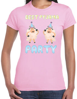 Bellatio Decorations Verkleed T-shirt voor dames - best pyjama party - roze - carnaval - foute party 2XL