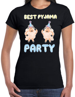 Bellatio Decorations Verkleed T-shirt voor dames - best pyjama party - zwart - carnaval - foute party 2XL