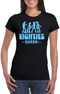 Bellatio Decorations Verkleed T-shirt voor dames - eighties queen - zwart/blauw - jaren 80/80s - carnaval S