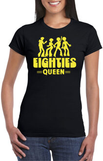 Bellatio Decorations Verkleed T-shirt voor dames - eighties queen - zwart/geel - jaren 80/80s - carnaval M