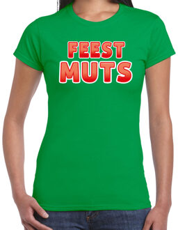 Bellatio Decorations verkleed t-shirt voor dames - Feest muts - groen/rood - carnaval 2XL