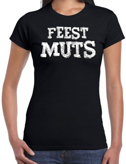 Bellatio Decorations Verkleed t-shirt voor dames - Feest muts - zwart - krijtletters - carnaval/themafeest