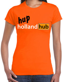 Bellatio Decorations Verkleed T-shirt voor dames - hup holland - oranje - EK/WK voetbal supporter 2XL