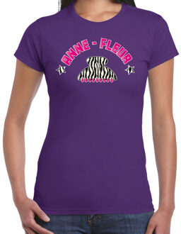 Bellatio Decorations verkleed t-shirt voor dames - kakker - Anne Fleur - paars - haarklem - vakantie 2XL