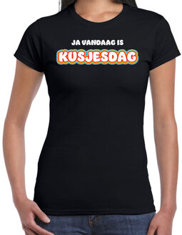 Bellatio Decorations Verkleed T-shirt voor dames - kusjesdag - zwart - carnaval - foute party 2XL