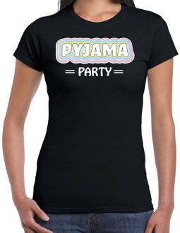 Bellatio Decorations Verkleed T-shirt voor dames - pyjama party - zwart - carnaval - foute party XS