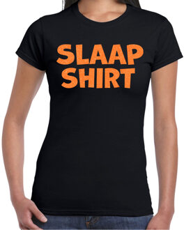 Bellatio Decorations Verkleed T-shirt voor dames - slaap shirt - zwart - glitter oranje - themafeest 2XL