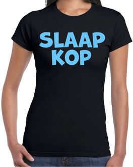 Bellatio Decorations Verkleed T-shirt voor dames - slaapkop - zwart - glitter blauw - themafeest 2XL