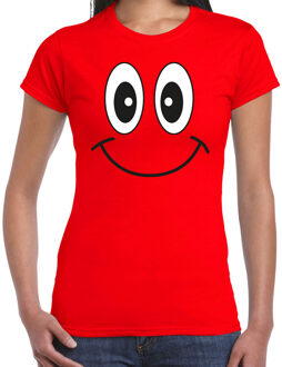 Bellatio Decorations Verkleed T-shirt voor dames - smiley - rood - carnaval - feestkleding 2XL