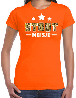 Bellatio Decorations verkleed t-shirt voor dames - Stout meisje - oranje - carnaval/themafeest 2XL