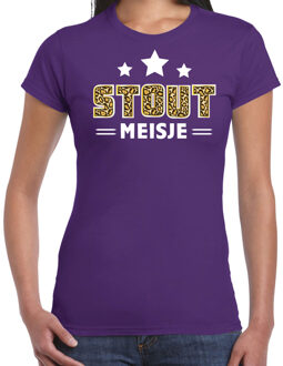 Bellatio Decorations Verkleed t-shirt voor dames - Stout meisje - paars - carnaval/themafeest XS