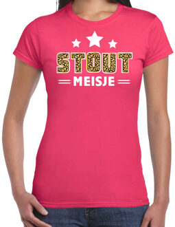 Bellatio Decorations verkleed t-shirt voor dames - Stout meisje - roze - carnaval/themafeest 2XL