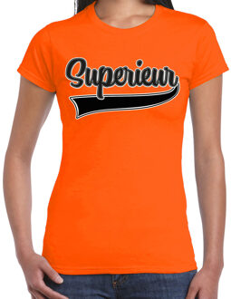 Bellatio Decorations Verkleed T-shirt voor dames - superieur - oranje - foute party - carnaval 2XL