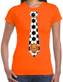 Bellatio Decorations Verkleed T-shirt voor dames - voetbal stropdas - oranje - EK/WK voetbal supporter - Nederland M