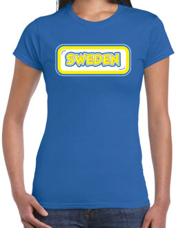 Bellatio Decorations Verkleed T-shirt voor dames - Zweden - blauw - supporter - themafeest M