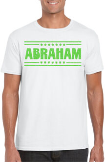 Bellatio Decorations Verkleed T-shirt voor heren - abraham - wit - glitter groen - verjaardag/themafeest - 50 jaar 2XL