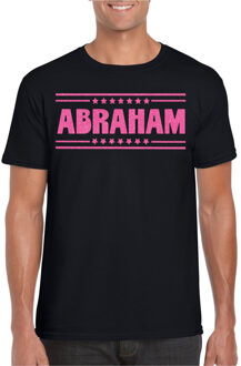 Bellatio Decorations Verkleed T-shirt voor heren - abraham - zwart - glitter roze - verjaardag/themafeest - 50 jaar 2XL