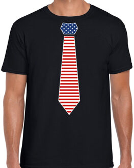 Bellatio Decorations verkleed t-shirt voor heren - Amerikaanse stopdas - zwart - themafeest 2XL