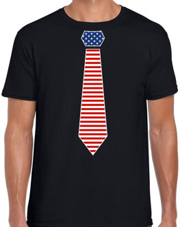 Bellatio Decorations Verkleed t-shirt voor heren - Amerikaanse stopdas - zwart - themafeest