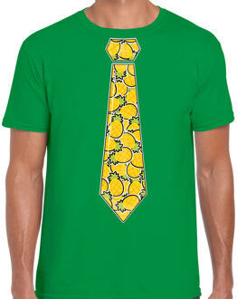 Bellatio Decorations Verkleed T-shirt voor heren - ananas stropdas - groen - thema / foute party XL
