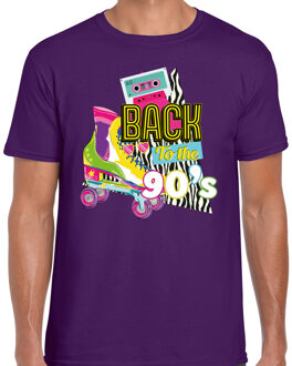 Bellatio Decorations Verkleed T-shirt voor heren - back to the 90s - paars - jaren 90 - foute party - carnaval L