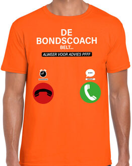 Bellatio Decorations Verkleed T-shirt voor heren - bondscoach belt - oranje - EK/WK voetbal supporter - Nederland L