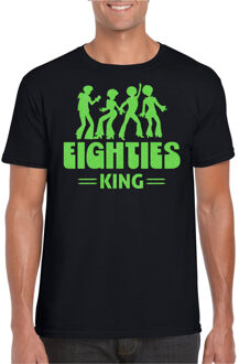 Bellatio Decorations Verkleed T-shirt voor heren - eighties king - zwart/groen - jaren 80/80s - carnaval