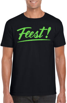 Bellatio Decorations Verkleed T-shirt voor heren - feest - zwart - groen glitter - carnaval/themafeest 2XL