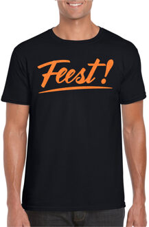 Bellatio Decorations Verkleed T-shirt voor heren - feest - zwart - oranje glitter - carnaval/themafeest 2XL