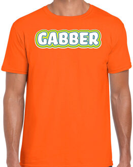 Bellatio Decorations Verkleed t-shirt voor heren - gabber - oranje - foute party/carnaval - vriend/maat - muziek M