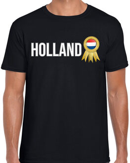 Bellatio Decorations Verkleed T-shirt voor heren - Holland - zwart - voetbal supporter - themafeest - Nederland