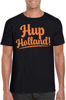 Bellatio Decorations Verkleed T-shirt voor heren - hup holland - zwart - EK/WK voetbal supporter - Nederland