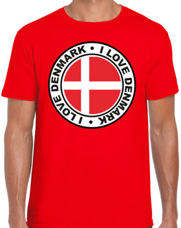 Bellatio Decorations Verkleed T-shirt voor heren - I love Denemarken - rood - voetbal supporter - themafeest L