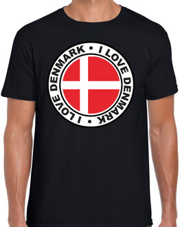 Bellatio Decorations Verkleed T-shirt voor heren - I love Denemarken - zwart - voetbal supporter - themafeest S