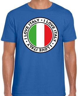 Bellatio Decorations Verkleed T-shirt voor heren - I Love Italy - blauw - voetbal supporter - themafeest XL