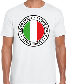 Bellatio Decorations Verkleed T-shirt voor heren - I Love Italy - wit - voetbal supporter - themafeest S