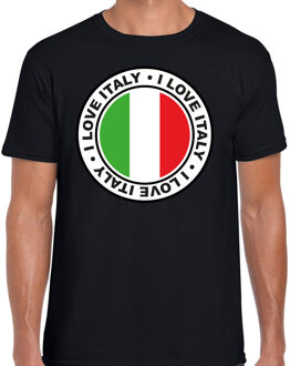 Bellatio Decorations Verkleed T-shirt voor heren - I Love Italy - zwart - voetbal supporter - themafeest XL