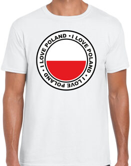 Bellatio Decorations Verkleed T-shirt voor heren - I love Polen - wit - voetbal supporter - themafeest M