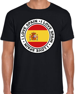 Bellatio Decorations Verkleed T-shirt voor heren - I love Spanje - zwart - voetbal supporter - themafeest 2XL