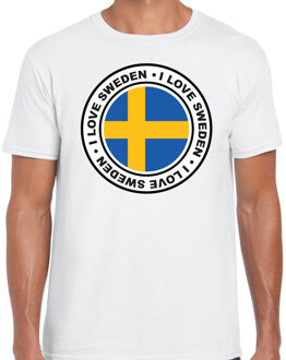 Bellatio Decorations Verkleed T-shirt voor heren - I love Zweden - wit - voetbal supporter - themafeest M