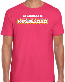 Bellatio Decorations Verkleed T-shirt voor heren - kusjesdag - roze - carnaval - foute party 2XL