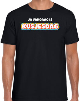 Bellatio Decorations Verkleed T-shirt voor heren - kusjesdag - zwart - carnaval - foute party 2XL