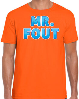 Bellatio Decorations verkleed t-shirt voor heren - Mr. Fout - oranje/blauw - carnaval 2XL